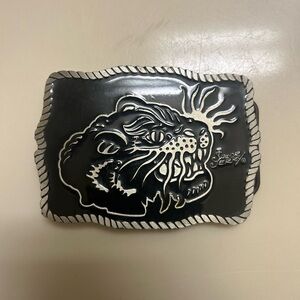 Black and Silver Panther Belt Buckle